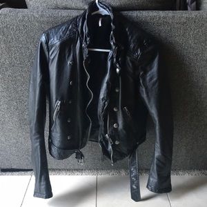 Free People Black  Ashville Vegan Jacket-black